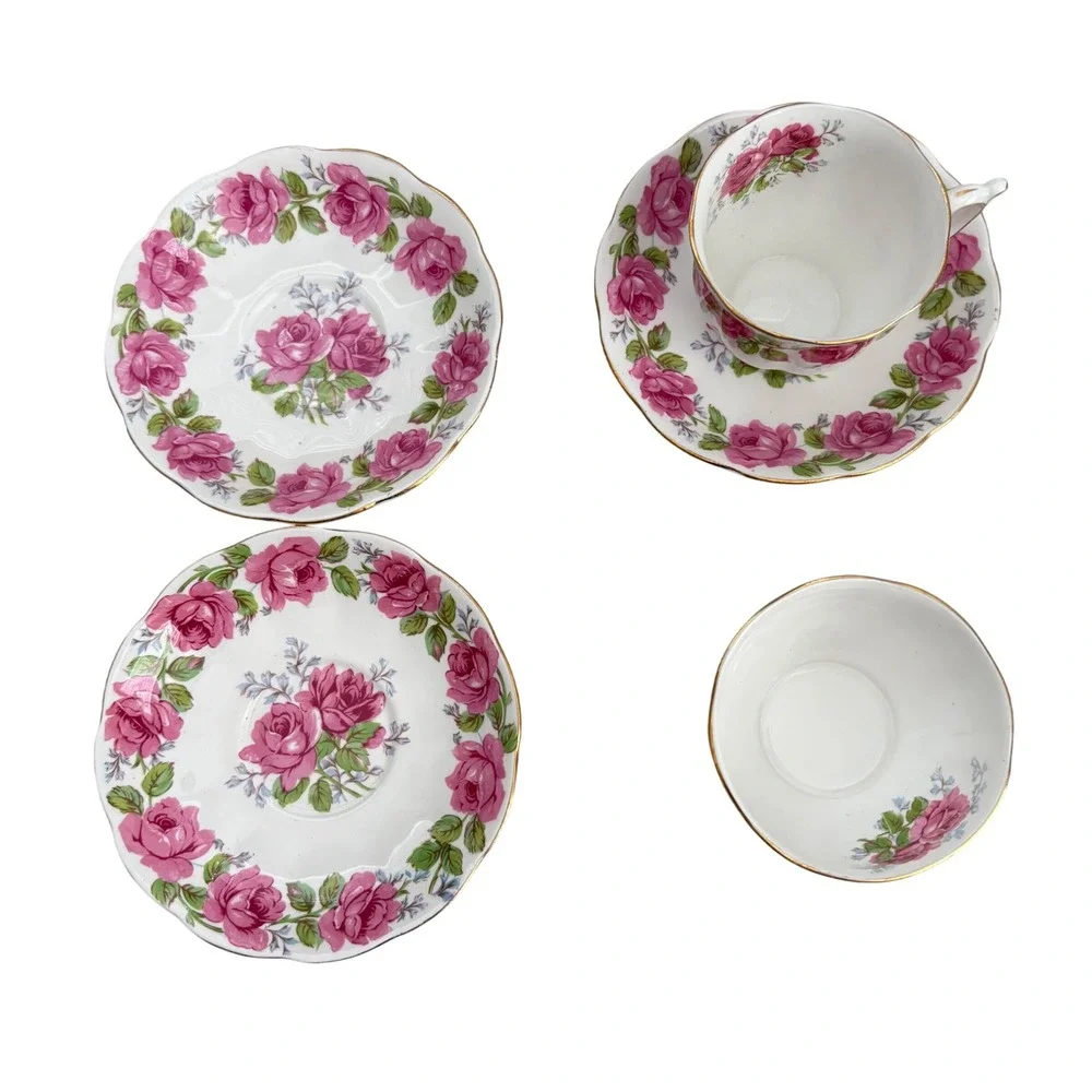 Queen Anne Bell China Lady Alexander Rose Teacup Saucer Bowl Set 5pc England